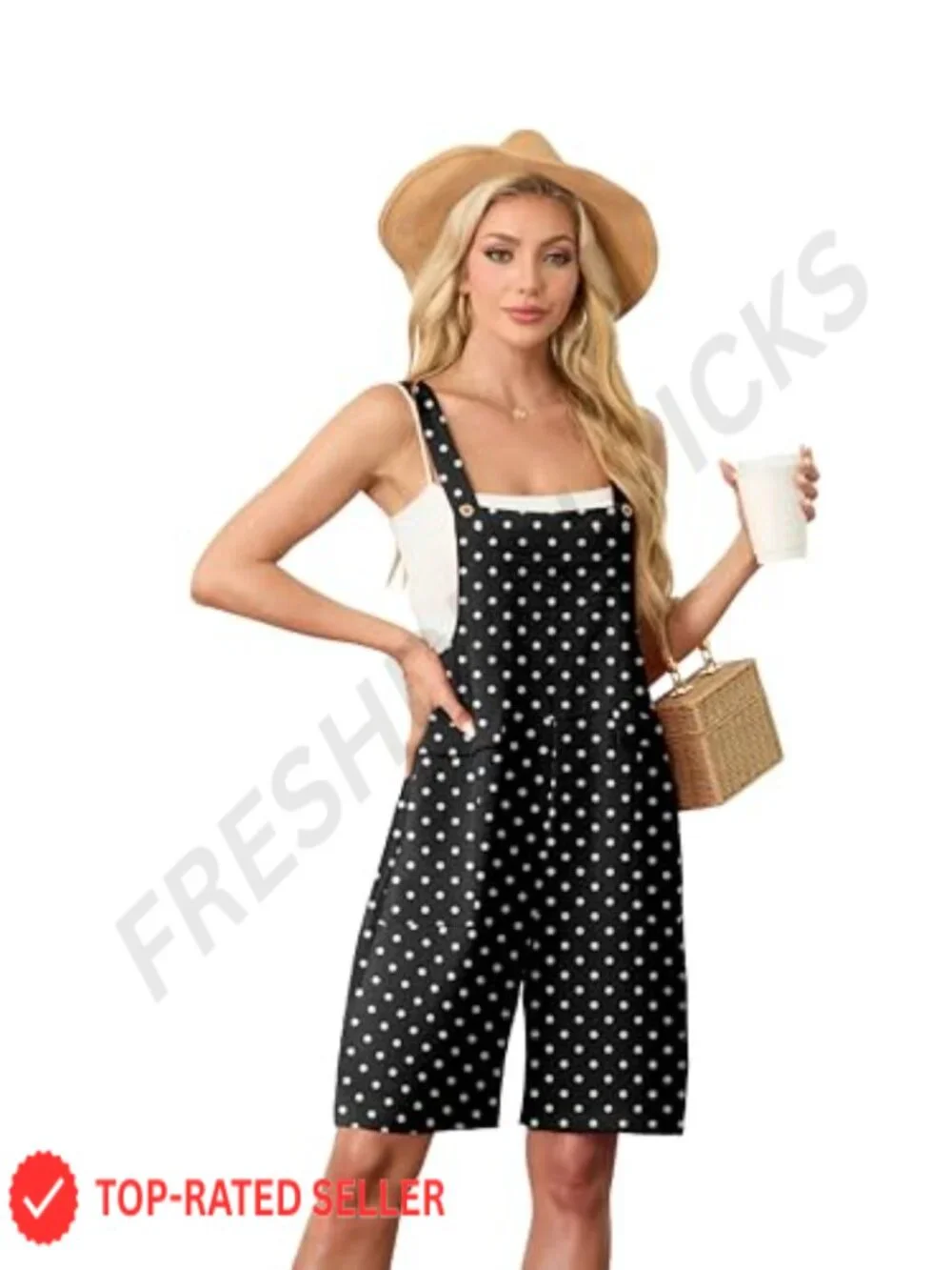 Women's Sleeveless Loose Romper with Pockets Casual Summer Jumpsuit